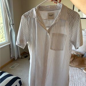 Abercrombie & Fitch Men's Casual Striped Shirt - White and Gray